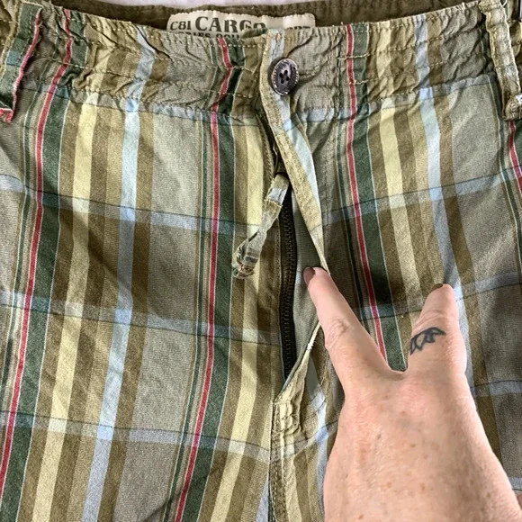 Company 81 Mens Plaid Cargo Long Shorts Sz 38 Y2K Streetwear‎ Grunge Skate - Picture 3 of 14